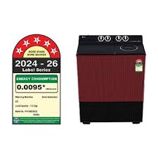 LG PX110B3SD2Z 11 KG Semi-Automatic Washing Machine, Roller Jet Pulsator+, Wind Jet Dry+, Dual Spin Shower, Burgundy, 5 Star