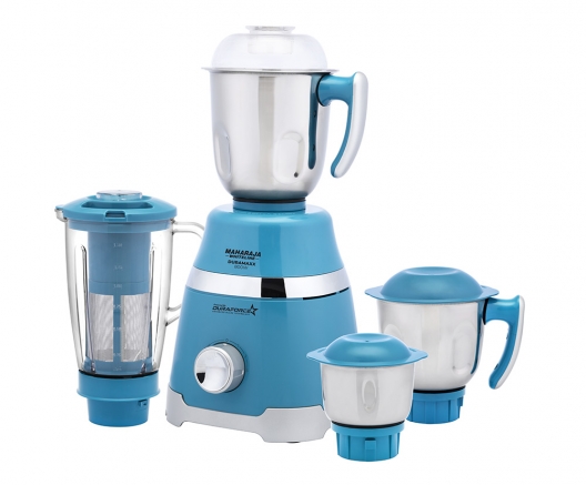 Maharaja Whiteline Duramaxx 800 Watts 4 Jars Mixer Grinder, 100 percent Copper Motor, Food Grade Safe, Turquoise Blue and Silver