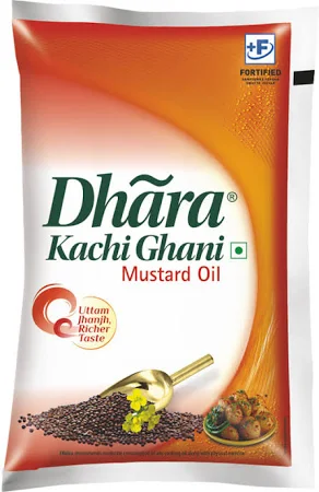 DHARA Kachi Ghani Mustard Oil Pouch (Sarson Tel)  (1 L) 2