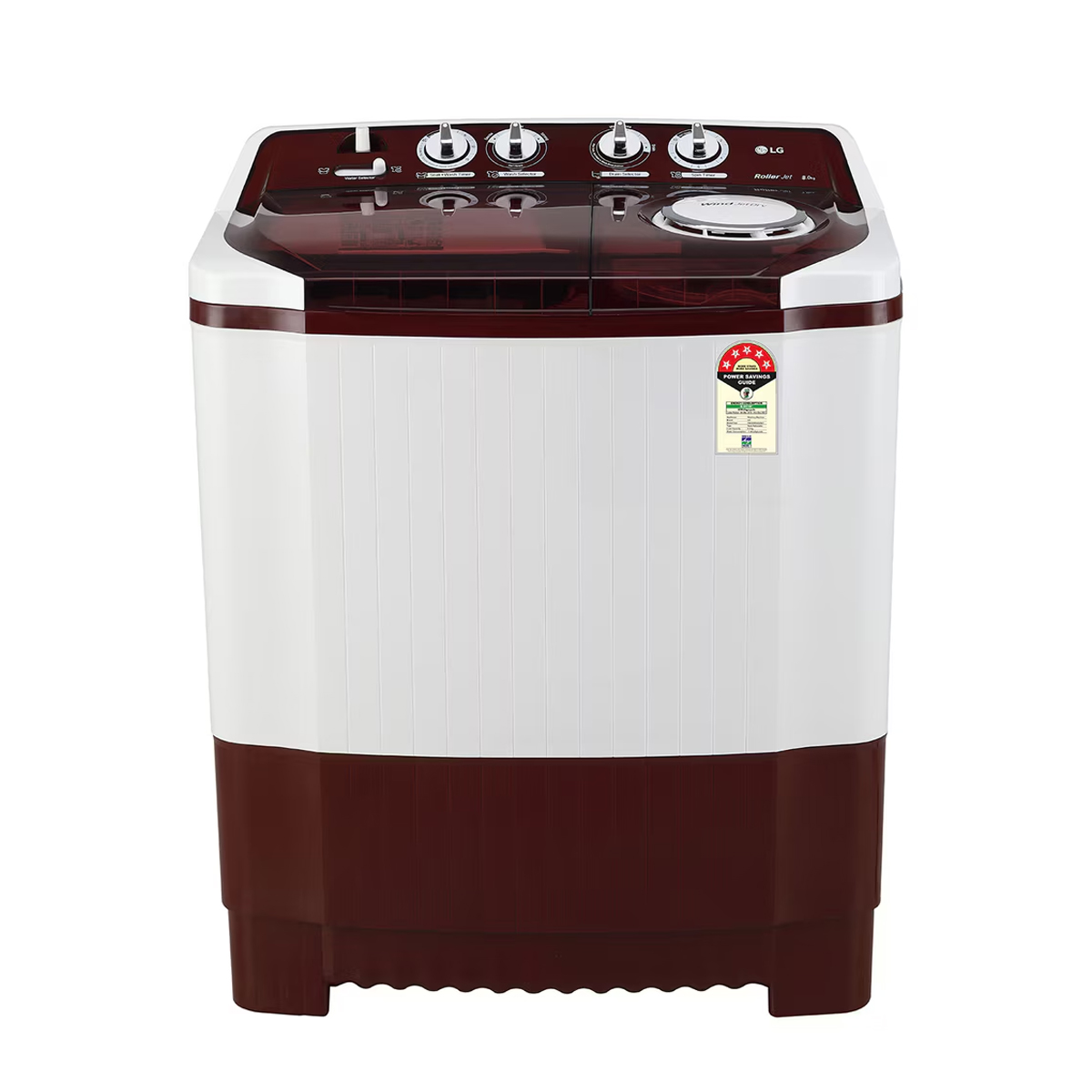 LG 8 Kg Top Semi-Automatic Washing Machine with Roller Jet Pulsator, P8030SRAZ Burgundy