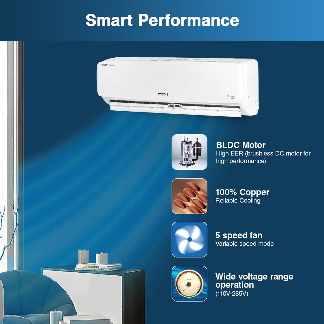Voltas Adjustable Inverter AC, 1.5 Ton, 5 star - 185V Vectra Elegant 5