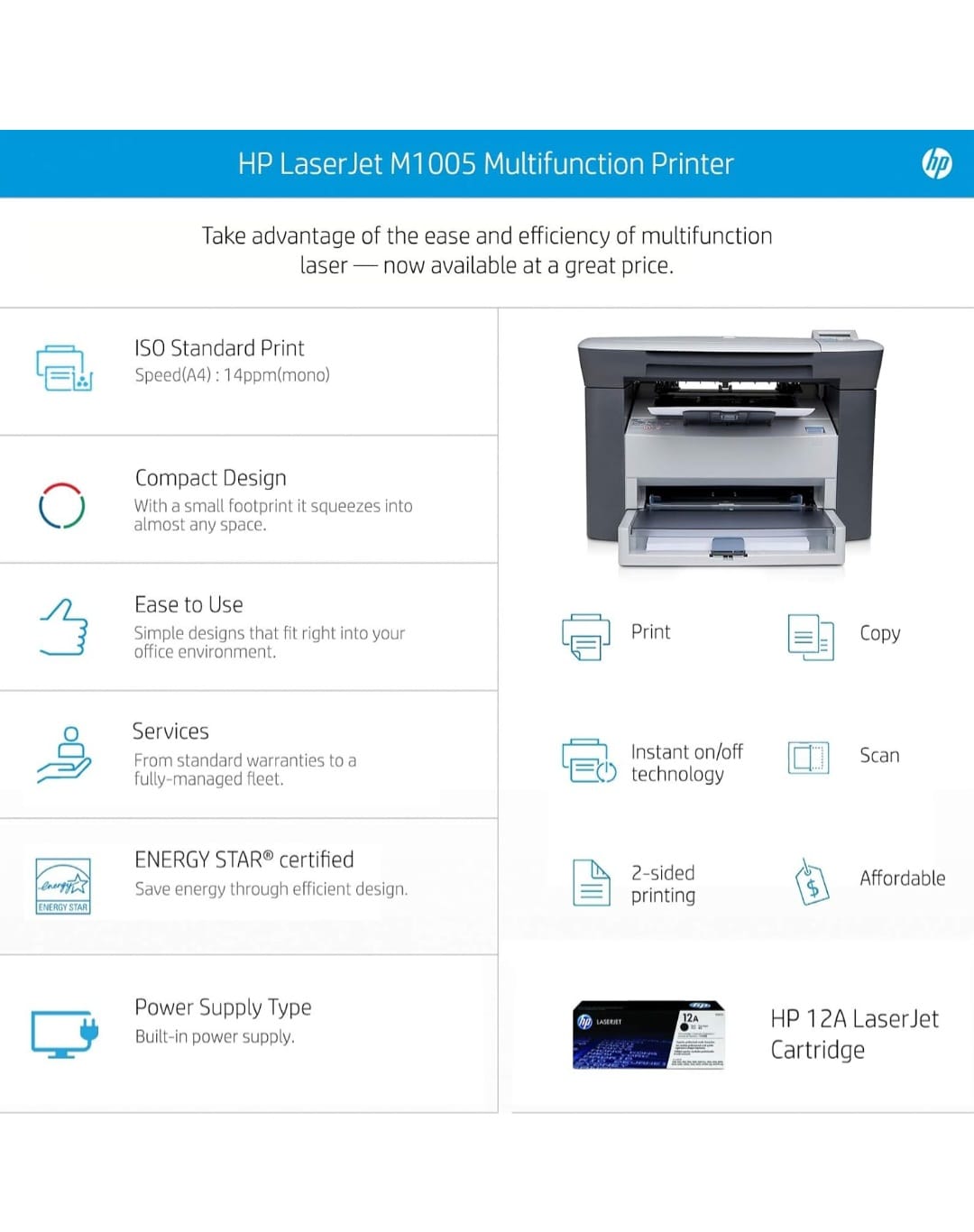 HP LaserJet M1005 MFP Multi-function Monochrome Laser Printer  3