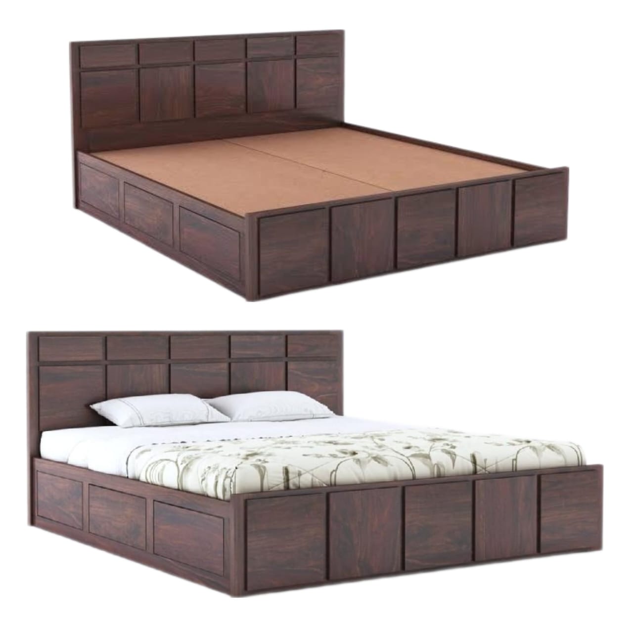 Designer wooden Dubble bed Dimensions 6feet length/6feet width Material maply wood Storage box