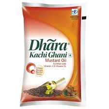 DHARA Kachi Ghani Mustard Oil Pouch (Sarson Tel)  (1 L)